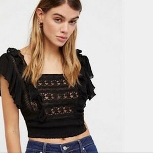 Free People Black Lace Top Rare